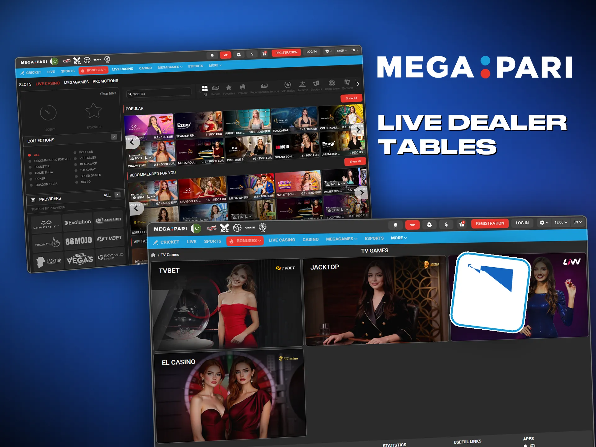 Live tables from Evolution and Pragmatic, streamed in high definition