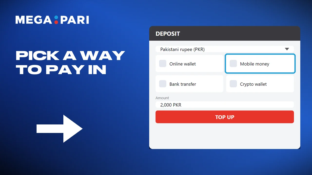 Choose EasyPaisa, JazzCash or a crypto transfer